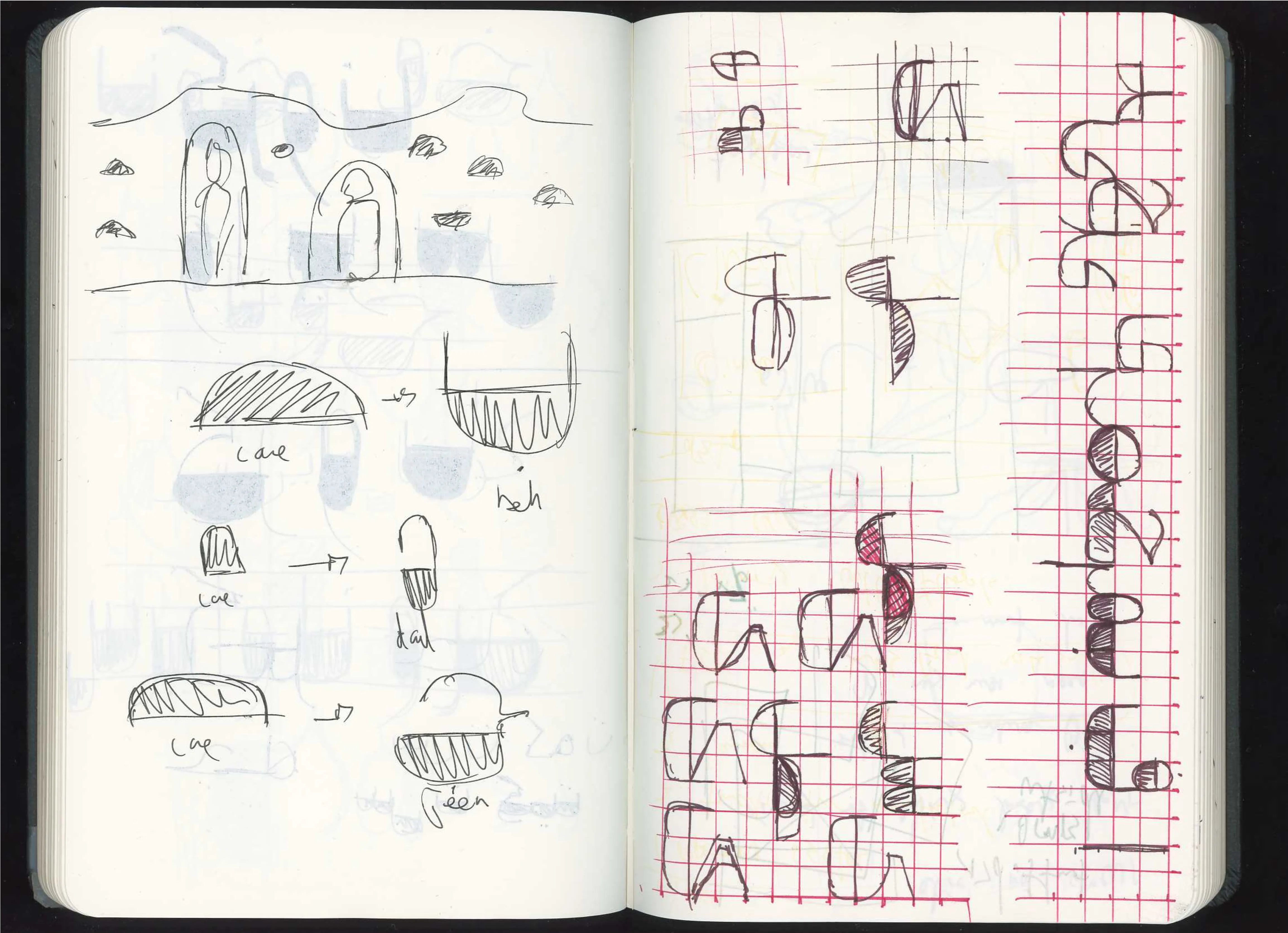 Caves to letters drawing